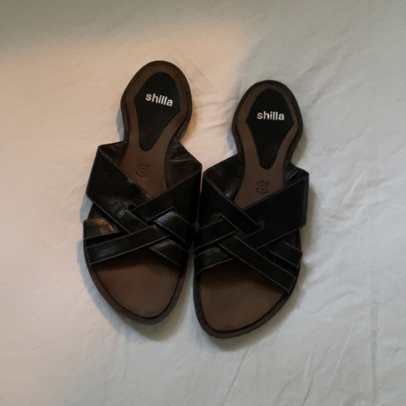 Vero Cuoio Black Leather Sandals - Picture 1 of 3